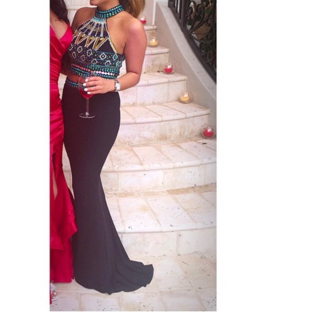 Two piece sequence gown
